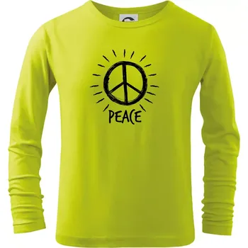Dětská móda Peace symbol černobílý - Triko dětské Long Sleeve - 158 cm/12 let ( Limetková )