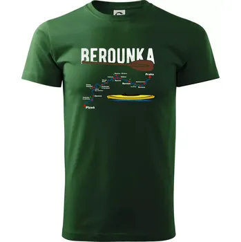 Pánské tričko Mapa řeky Berounky - Triko extra velké (5-8XL) - 6XL ( Lahvově zelená )