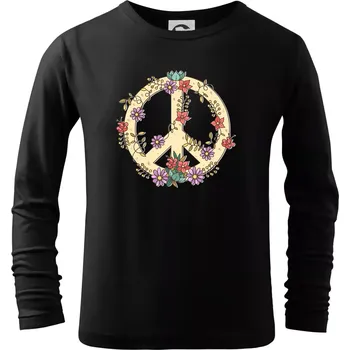 Chlapecké tričko Peace symbol pískový - Triko dětské Long Sleeve - 122 cm/6 let ( Černá )