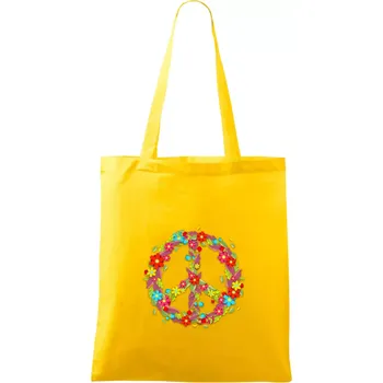 Peace symbol červené květiny - Taška bavlněná - 42 x 38 cm ( Žlutá )
