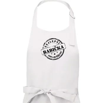 Kuchyňská zástěra Razítko - nejlepší babička - Dámská zástěra na vaření - Univerzální velikost ( Bílá )