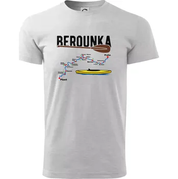 Mapa řeky Berounky - Triko extra velké (5-8XL) - 8XL ( Světlešedý Melír )