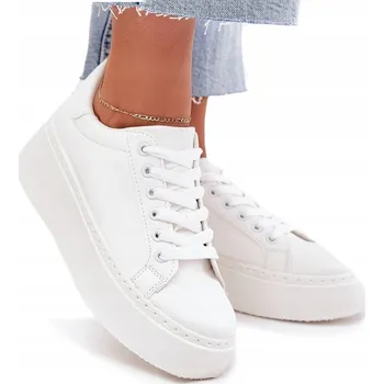 Dámské tenisky DÁMSKÉ TENISKY Z EKO KŮŽE NA PLATFORMĚ KLASICKÉ BÍLÉ NÍZKÉ VEL. 41