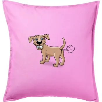 Polštář Prdící pes kreslený (Hana-creative) - Polštář 50x50 - 50x50 - Pouze potah ( Růžová )