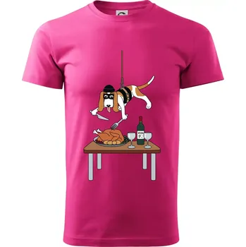 Pánská móda Malý zloděj - baset (Hana-creative) - Klasické pánské triko vyšší gramáže - S ( Purpurová )