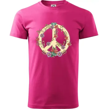 Peace symbol pískový - Klasické pánské triko vyšší gramáže - S ( Purpurová )