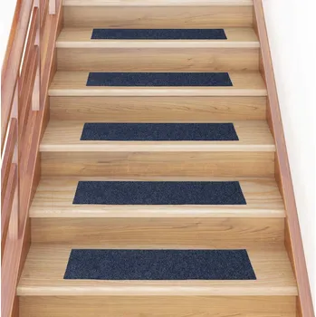 Nášlap na schod Schodové rohože samolepicí 15 ks 76 x 20 cm šedomodré obdélníkové Šedá 326929