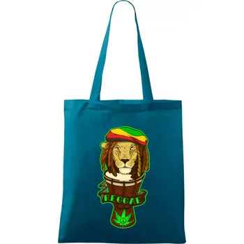Reggae lev - Taška bavlněná - 42 x 38 cm ( Petrolejová )