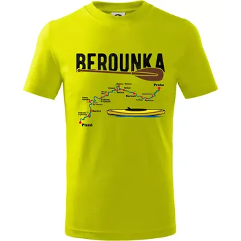 Chlapecké tričko Mapa řeky Berounky - Tričko dětské bavlněné - 98 cm / 2 roky ( Limetková )
