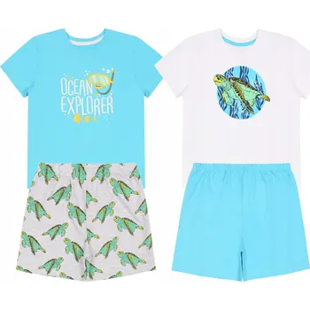 Dámské noční prádlo 2x Modré pyžamo se želvami OEKO-TEX 2-3 roky 98 cm