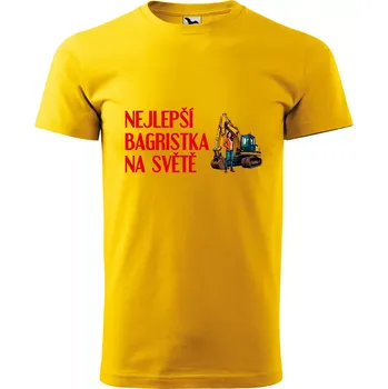 Sablio Tričko s potiskem Nejlepší bagristka na světě - žluté 2XL