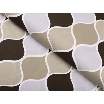 Bavlněná látka/plátno Sandra SA-303 Hnědo šedé designové vlny - šířka 220 cm - 2.JAKOST