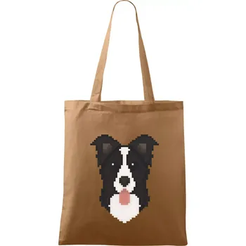 Border kolie Pixel - Taška bavlněná - 42 x 38 cm ( Cappuccino )
