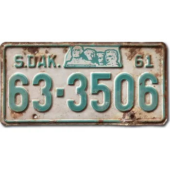 Plechová cedule Americká SPZ South Dakota 1961 Mount Rushmore 63-3506 15 cm × 30 cm
