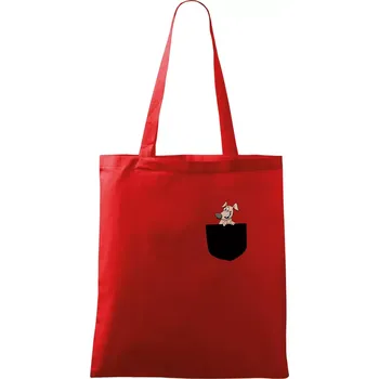 Pes v kapse - Taška bavlněná - 42 x 38 cm ( Červená )