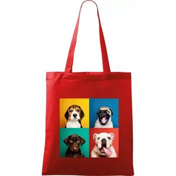 Psi štěňata koláž - Taška bavlněná - 42 x 38 cm ( Červená )