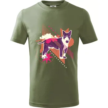Pes abstrakce fialový - Tričko dětské bavlněné - 98 cm / 2 roky ( Khaki )