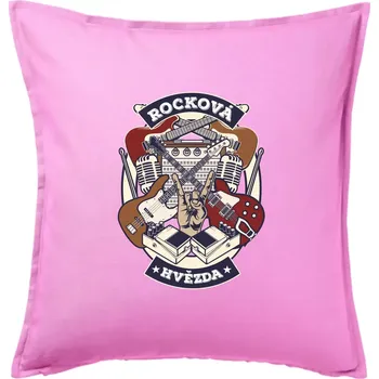 Polštář Rocková hvězda - Polštář 50x50 - 50x50 - Pouze potah ( Růžová )