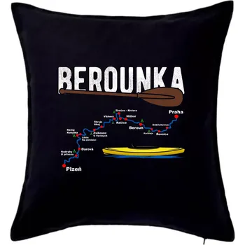 Polštář Mapa řeky Berounky - Polštář 50x50 - 50x50 - Pouze potah ( Černá )