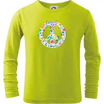 Peace and love symbol - Triko dětské Long Sleeve - 104-110cm / 3-4 roky ( Limetková )