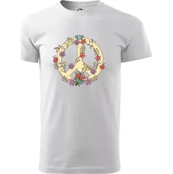 Peace symbol pískový - Triko extra velké (5-8XL) - 7XL ( Bílá )