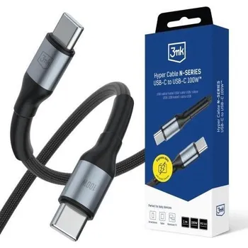 Pouzdro na mobilní telefon 3mk kabel Hyper Cable N-SERIES C to C 1m 20V/5A 100W Black