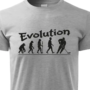 Pánské tričko Tričko Evoluce Hokej - velikost 122, Barva Šedá melír