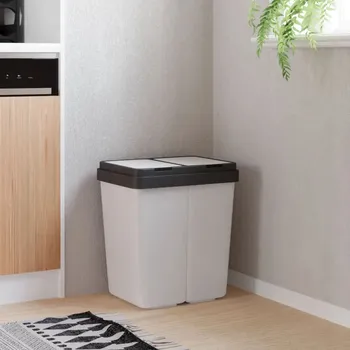 Odpadkový koš Dvojitý odpadkový koš bílý 2 x 25 l