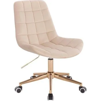 LuxuryForm DESIGN Kosmetická židle PARIS VELUR na zlaté podstavě s kolečky - krémová