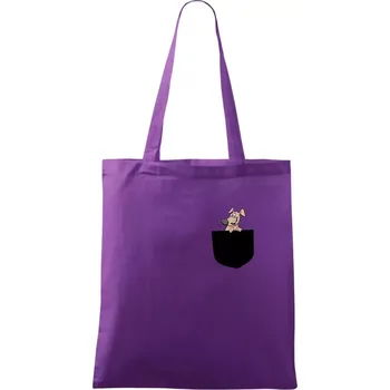 Pes v kapse - Taška bavlněná - 42 x 38 cm ( Fialová )
