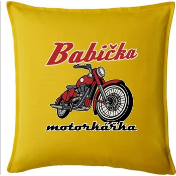 Polštář Babička motorkářka - Polštář 50x50 - 50x50 - Pouze potah ( Žlutá )