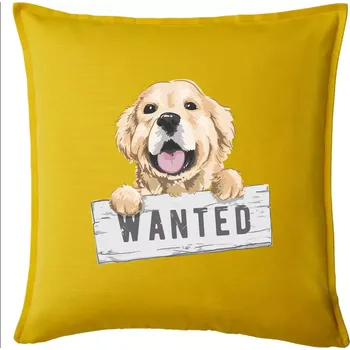 Polštář Zlatý retriever - štěně wanted - Polštář 50x50 - 50x50 - Pouze potah ( Žlutá )