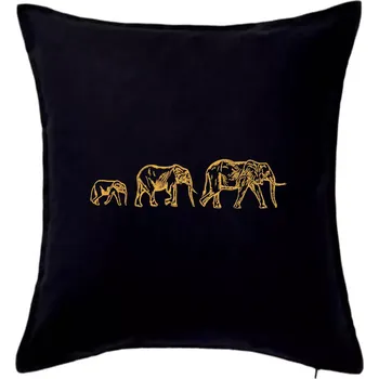 Polštář 3 sloni - Polštář 50x50 - 50x50 - Pouze potah ( Černá )