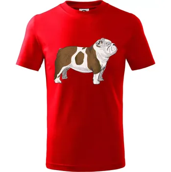 Chlapecké tričko Vintage English bulldog - Tričko dětské bavlněné - 134 cm/8 let ( Červená )