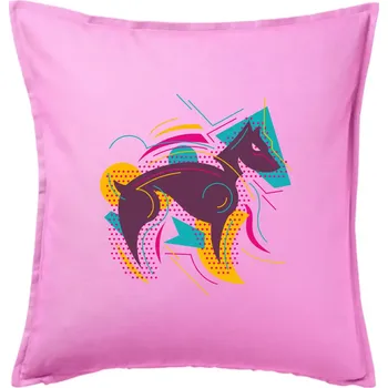 Polštář Pes abstrakce hubený - Polštář 50x50 - 50x50 - Pouze potah ( Růžová )