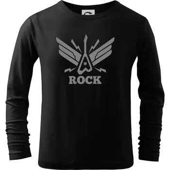 Chlapecké tričko Rocková kytara křídla - Triko dětské Long Sleeve - 122 cm/6 let ( Černá )