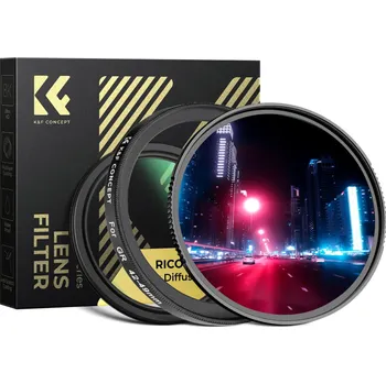 K&F CONCEPT Ricoh lens filter adapter ring 42-49mm, equipped with X series UV, X series black soft 1