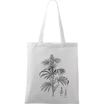 Konopí kytka černobílá - Taška bavlněná - 42 x 38 cm ( Bílá )