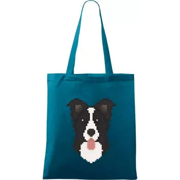 Border kolie Pixel - Taška bavlněná - 42 x 38 cm ( Petrolejová )