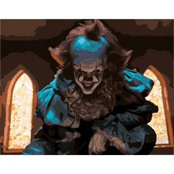 Obraz MALOVÁNÍ PODLE ČÍSEL Obraz k vymalování Pennywise v kostele 50x40 cm