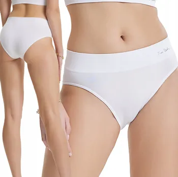 Kalhotky Hladké Bezešvé Kalhotky s Vysokým Pasem a Širokým Pásem 4011 Bílé S/M