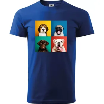 Pánské tričko Psi štěňata koláž - Triko extra velké (5-8XL) - 7XL ( Královská modrá )