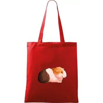 Nákupní taška Morče - kreslené z boku - Taška bavlněná - 42 x 38 cm ( Červená )