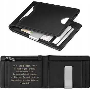 Peněženka Pánská Kožená Peněženka s gravírováním Malá Slim RFiD k Výročí pro Manžela Tátu