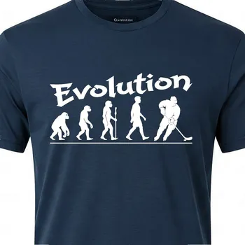 Pánské tričko Tričko Evoluce Hokej - velikost 146, Barva Tmavě modrá