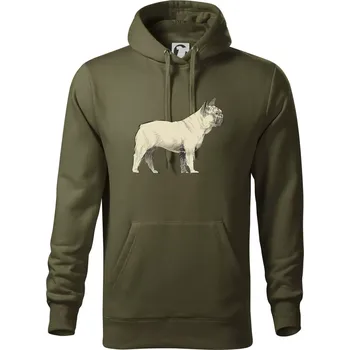 Pánská mikina Vintage French bulldog - Mikina pánská Cape s kapucí - 5XL ( Military )
