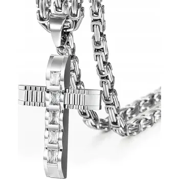 Řetízek Pánský Řetízek s Křížem DJ - 38734 - Stříbrný/60cm KP-38734