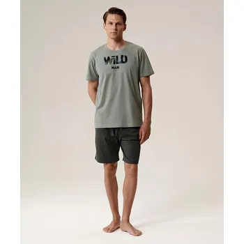 Pánské pyžamo Pánské pyžamo Atlantic longr šedomodrá, zeleno-khaki XL i384_61589017