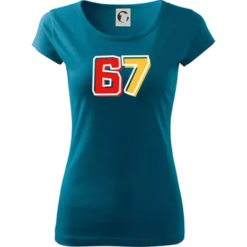Dámské tričko 67 - čísla - Dámské triko Pure - S ( Petrolejová )