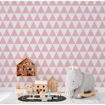 Tapeta Sablio Tapeta Růžové a bílé trojúhelníky - 125x75 cm